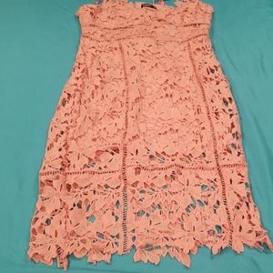 lace panelled open back midi dress